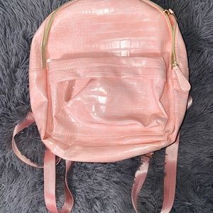 Small Pink Faux Leather Backpack